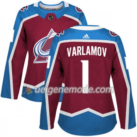 Dame Eishockey Colorado Avalanche Trikot Semyon Varlamov 1 Adidas 2017-2018 Burgundy Rot Authentic